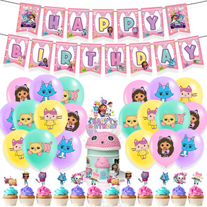Decorazioni per Festa di <span class=keywords><strong>Compleanno</strong></span> per Bambina a Tema Casa di Gabby, Include Striscione, Cupcake, Palloncini in Lattice Pastello, Accessori per Baby Shower - Product Image 1