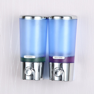 Dispenser di sapone liquido doppio a parete in <span class=keywords><strong>plastica</strong></span> per sapone per le mani e Shampoo per uso <span class=keywords><strong>bagno</strong></span> - Product Image 3