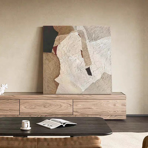 Hand Painted <b>Abstract</b> Art <b>Canvas</b> Wall Hanging Rectangle Frameless Modern Minimalist Wabi Sabi Style Decor For Living Room - Product Image 2