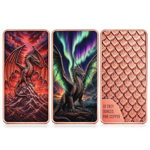 Fantasy Dragon 10 Troy Ounces Barre de Cuivre Fin avec Relief 3D Imprimé en Couleur, Lingot de Cuivre Massif 10oz - Product Image 5