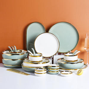 Bol à soupe en céramique, assiettes de table, vente directe d'usine, en céramique bon marché, ensemble de table en porcelaine, crocheté 18 pièces - Product Image 2