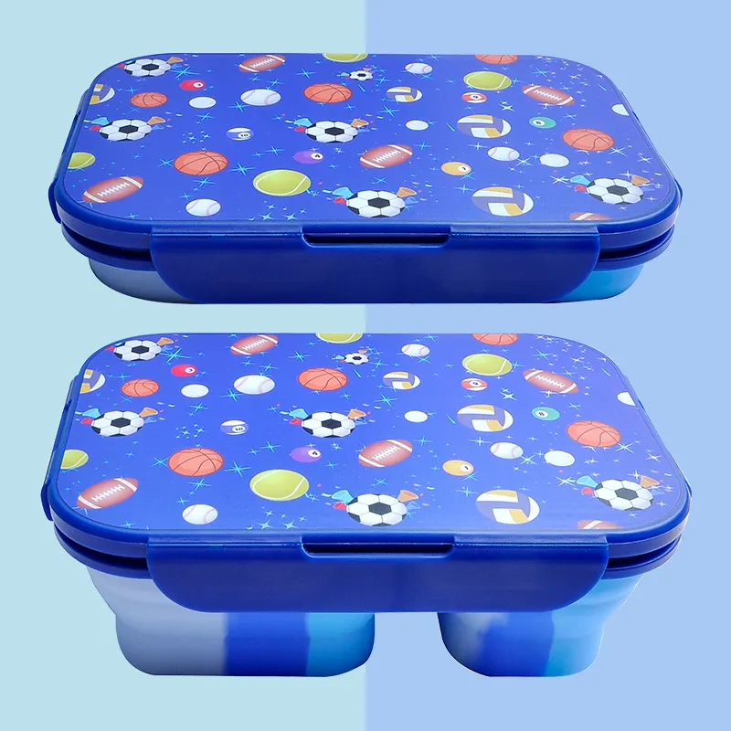 Boîte à lunch recyclable pour enfants en silicone de qualité alimentaire boîte à lunch pliable en silicone pour étudiants boîte à lunch pour enfants sans BPA