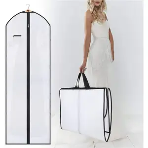 Konfeksiyon takım çantası özelleştirilmiş baskılı dokunmamış ekstra uzun gelin düğün elbisesi konfeksiyon çanta kapağı kadın akşam önlük toz torbaları