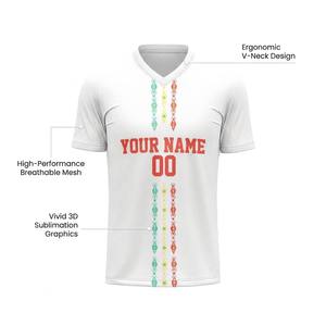 Maillot de football personnalisé avec drapeau national, séchage rapide, respirant, polyester, sublimation 3D, broderie du nom et du numéro de l'équipe, tenue de match - Product Image 3