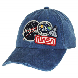 Cappellino da Baseball con Patch Ricamata Iconica NASA, Stile Vintage Effetto Invecchiato, Cotone Lavato, 6 Pannelli, Sportivo e Casual - Product Image 2