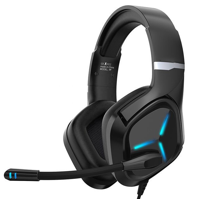 Gaming Headset with Microphone Compatible with PC Laptop Over-Ear Headphones with LED RGB Light 3.5 Stereo Surround Sound