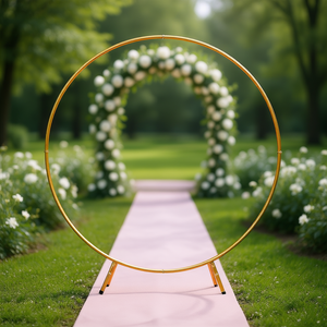 Arche de ballons ronde dorée de 7,2 pieds, support circulaire en fer réutilisable pour toile de fond de mariage, décoration de fête, utilisation en photomaton - Product Image 2