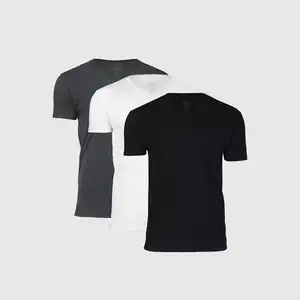 Men's Premium Fitted V-neck T-shirt Made From Sustainable Breathable And Soft Bamboo Viscose Jersey With Screen Printing Logo