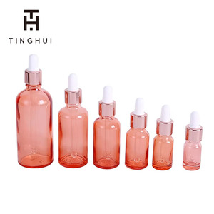 Botellas vacías de vidrio rosa de 50ml y 100ml con gotero para suero, botellas para aceites, botellas con pipeta para aceites esenciales. - Product Image 6