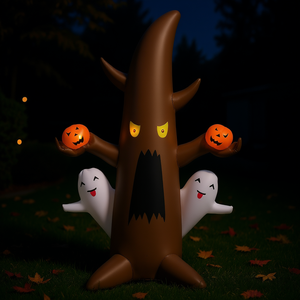 Halloween <b>LED</b> Inflatable Ghost <b>Tree</b> With Pumpkins Outdoor Yard Decoration Garden Lawn Party Holiday Blow-Up Decor 5 Ft PVC - Product Image 2