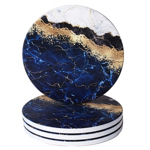 Juego de 4 Posavasos Redondos de Cerámica Ecológicos Absorbentes de 8 mm de Grosor con Soporte de Diseño Creativo - Product Image 4