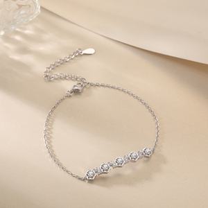 Wholesale 925 Sterling <b>Silver</b> Trendy Bowknot <b>Charm</b> <b>Bracelet</b> for Women Rhodium Plated Zircon for Wedding Party or Gift - Product Image 2