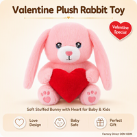 Peluche Lapin de la Saint-Valentin, Doux et Mignon, Jouet en Peluche Kawaii Tenant un Cœur, Mochi Squishy, Décoration d'Intérieur, Cadeau Romantique