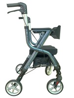 Rollator Rolling Walker et chaise de transport en fauteuil roulant avec 2 positions de dossier et mobilité pliante pour la maison, l'hôpital TRA08