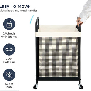   Cesto para la <span class=keywords><strong>ropa</strong></span> <span class=keywords><strong>sucia</strong></span> transfronterizo, hecho a medida, con <span class=keywords><strong>bolsa</strong></span> interior extraíble y lavable, de gran capacidad (90L), con ruedas. - Product Image 4