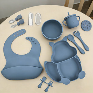 Set di Stoviglie per Bambini in Silicone Alimentare Personalizzato OEM, Piatti Morbidi per Neonati con Ciotola <span class=keywords><strong>a</strong></span> Ventosa e Cucchiaio - Product Image 6