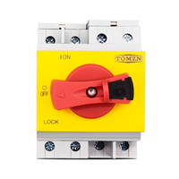 TOMZN 4P PV DC 1200V 32A Interrupteur rotatif isolateur à poignée rotative sur rail DIN pour boîtier de distribution solaire
