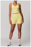 Fabricant et fournisseur haut de gamme pour les ensembles de sport de marque, ensemble de 2 pièces, haut à volants et short, ensembles de yoga pour femmes