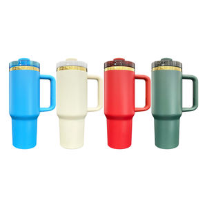 16 Paket Tumbler 40oz dari Gudang USA, Warna Hijau Tua dengan Lapisan Emas di Bagian Bawah, Dilengkapi Pegangan yang Dapat Dilepas untuk Pengukiran Laser - Product Image 1