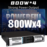 MIA-AW800 Système de Sonorisation Amplificateur Audio 4 Canaux 800W 8 Ohms 1600W 4 Ohms 2400W 2 Ohms Ampli de Puissance pour Performance Scénique