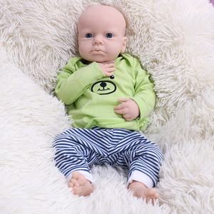 ตุ๊กตาซิลิโคนเนื้อแข็งทั้งตัวขนาด18นิ้วสำหรับเด็กเกิดใหม่ตุ๊กตาแฟชั่นไม่ทาสี - Product Image 5