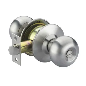 耐用拉丝金属不锈钢球形旋钮锁具门圆柱锁