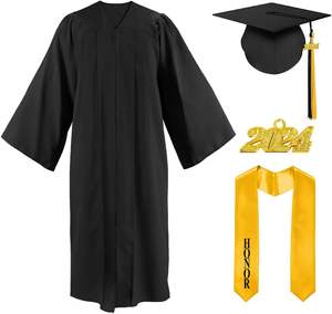 Sombrero de graduación negro para adultos al por mayor, faja de estola con 2025 borlas, uniforme escolar, vestidos y gorras de Graduación - Product Image 2