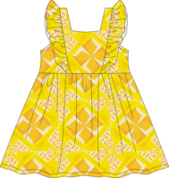 Robe d'été personnalisée imprimée, douce pour la peau, confortable, ton jaune frais, style mignon, pour les sorties quotidiennes des bébés et des petites filles