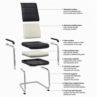 Chaise de conférence moderne YZ en PU noir, fauteuil de bureau exécutif, base cantilever tubulaire chromée, structure métallique pour salle de réunion