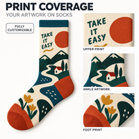 Chaussettes d'automne personnalisées OEM pour adultes - Polyester/Nylon/Coton/Bambou/Laine, résistantes aux déchirures, séchage rapide, impression numérique 360°