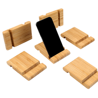 Support de téléphone portable en bambou gravé écologique, universel, réglable, créatif, pour bureau et maison, avec logo personnalisé