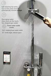 Robinet de baignoire chromé à poignée unique de haute qualité, design moderne, barre coulissante, installation facile, douche pluie en chrome poli - Product Image 4