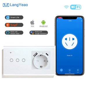 Interrupteur mural intelligent WiFi LangYeao Tuya 1/2/3 voies et <span class=keywords><strong>prise</strong></span> intelligente EU avec <span class=keywords><strong>USB</strong></span> Type-C avec surveillance de la <span class=keywords><strong>consommation</strong></span> d'énergie Alexa Google Home - Product Image 1