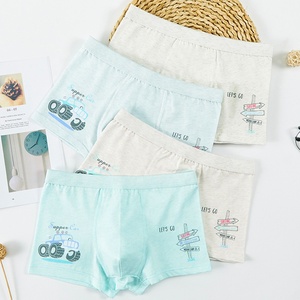 Lot de 4 caleçons respirants en coton coloré pour garçons, sous-vêtements d'étudiant en coton à motif de dessin animé, caleçons pour garçons juniors à découpe en U - Product Image 3