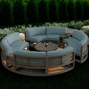 Ensemble <span class=keywords><strong>de</strong></span> canapés modulaires modernes d'extérieur en <span class=keywords><strong>aluminium</strong></span> durables et relaxants, sectionnel, cercle incurvé, <span class=keywords><strong>8</strong></span> <span class=keywords><strong>places</strong></span>, marque HOPING pour patio et <span class=keywords><strong>jardin</strong></span> - Product Image 5