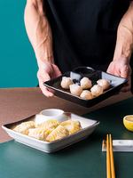 Vente chaude Style japonais carré grès émaillé salle à manger 7.5 "Restaurant boulettes en céramique assiettes à sushi plats