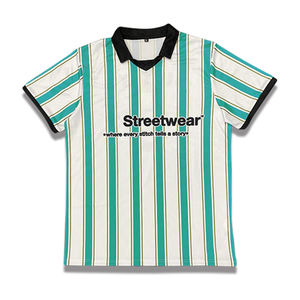 เสื้อฟุตบอลย้อนยุคเสื้อฟุตบอลแบบคลาสสิกเสื้อลายทางแบบตาข่ายระบายอากาศ - Product Image 5