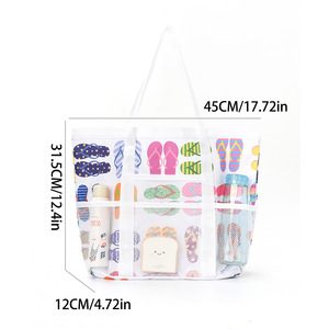 <span class=keywords><strong>Bolsa</strong></span> de <span class=keywords><strong>playa</strong></span> multibolsillo de gran capacidad, <span class=keywords><strong>bolsa</strong></span> de almacenamiento hueca de malla de nailon con cierre abierto para <span class=keywords><strong>Amazon</strong></span>, organizador de baño transfronterizo - Product Image 4