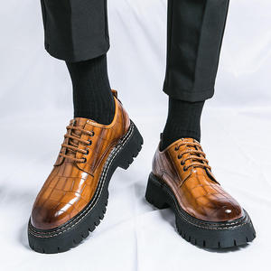 2026 New Style Men's Closed Toe Slip-On Leather Dress <b>Shoes</b> & Oxfords Check Pattern Office & Career Customized Wholesale - Product Image 4