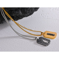 Collier pour homme et garçon JINYOU 5018, couleur or noir, pendentif carré épais, bijoux en acier inoxydable, collier vintage tendance, imperméable, cadeau