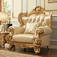 Canapé en cuir véritable de style européen en forme de U, modulable, combinaison 1+2+3, en bois massif sculpté, pour villa, salon, grand et petit appartement