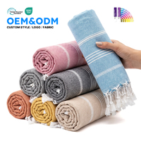 Serviette de plage et de sauna Ujoy Gift en polyester et coton, à franges turques, imprimée, rayée, séchage rapide, pour le sport et la gym