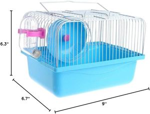 Trend Pet Hamster Cage Portable Small Nest Cage Square Metal Tray PP Plastic Wire Material Hook Loop Closure Sport <b>Running</b> Wheel - Product Image 5