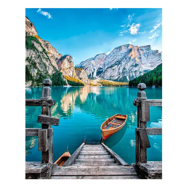 HUACAN Landscape Oil Painting By Numbers Boat Lake Scenery Dropshipping DIY Pictures By Numbers Mosaic Drawing Home Decoration