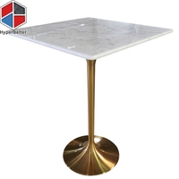 Tables carrées en marbre blanc en gros avec base en acier inoxydable Golden Tulip