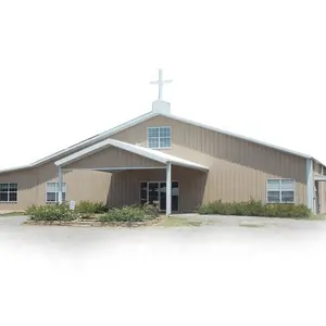 Light Steel Frame Church Building Beige Metal Building With Design