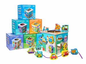 Bambini che imparano il giocattolo educativo giocattolo per animali In età prescolare ausili didattici quadrati 2-In-1 In legno <span class=keywords><strong>Puzzle</strong></span> Box blocchi di corda abbinamento oceano - Product Image 2