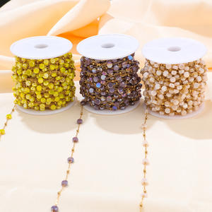 Cadenas de cuentas de cristal de Color dorado de acero inoxidable para manualidades, fabricación de joyas, collar, pulsera, tobillera, suministros al por mayor - Product Image 3