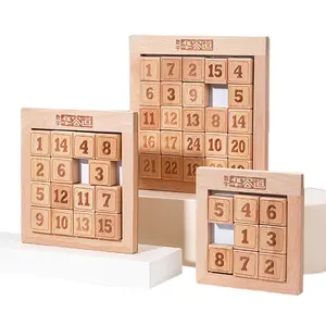 COMMIKI Wooden Puzzles Math Toy Wood Magnetic Educational Toy Digital Huarong Road Magnet Huarong Road