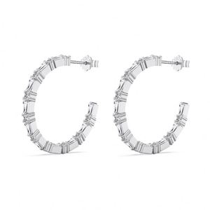 Dylam Fashion Exclusive Design <b>Fine</b> Rhodium Plated S925 Silver Baguette 5A Cubic Zirconia C Shape <b>Stud</b> <b>Earrings</b> for Women - Product Image 1